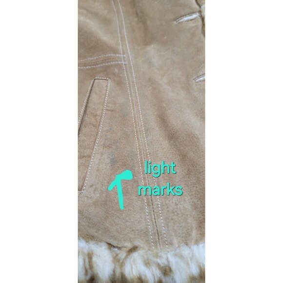 Vintage Guess Women's Genuine Leather Jacket Faux Fur Lined Long Sleeve Size L - Picture 2 of 14